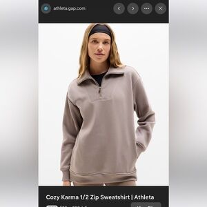 Athleta Cozy Karma 1/2 ZipWomen’s Quarter-Zip Pullover Sweatshirt - Taupe